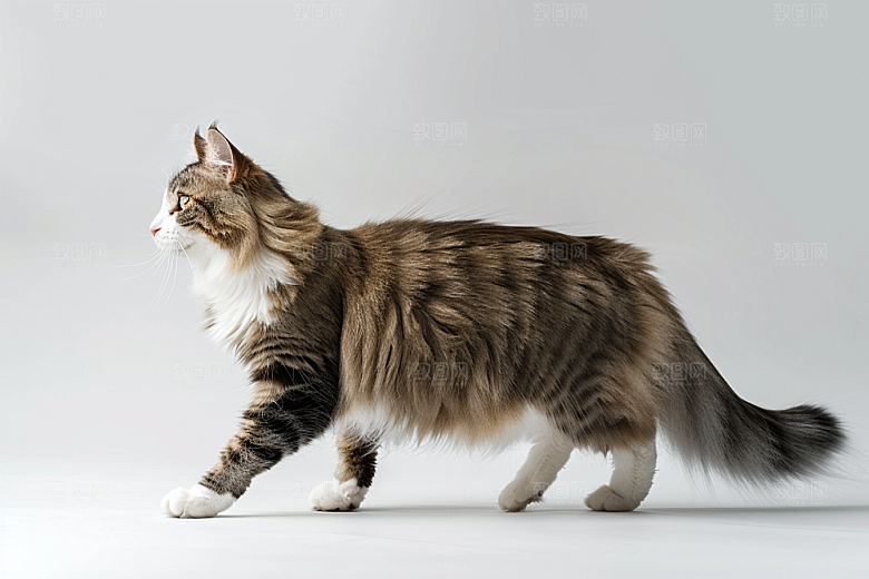 缅因猫小动物陪伴摄影图