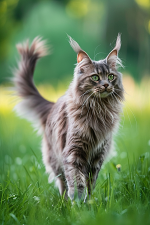 缅因猫养宠陪伴摄影图