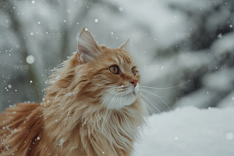 缅因猫小动物长毛猫摄影图