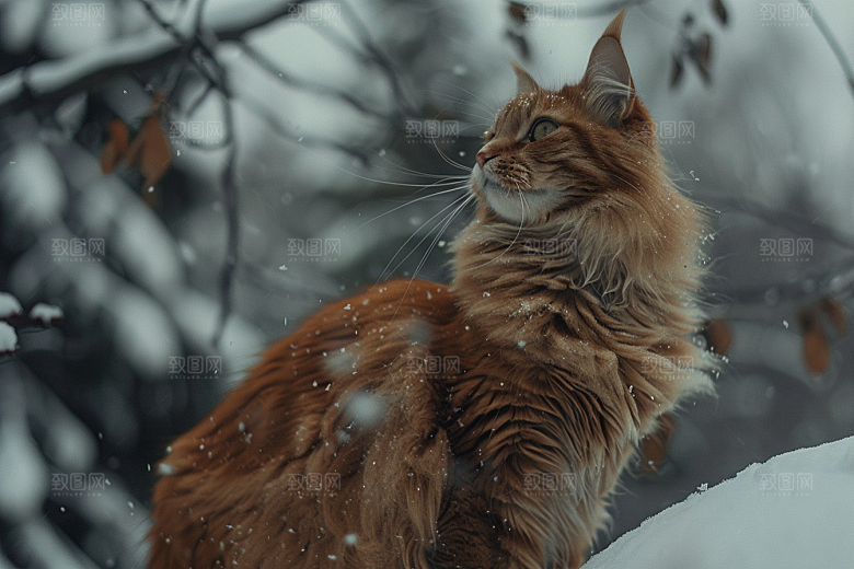 缅因猫养宠长毛猫摄影图