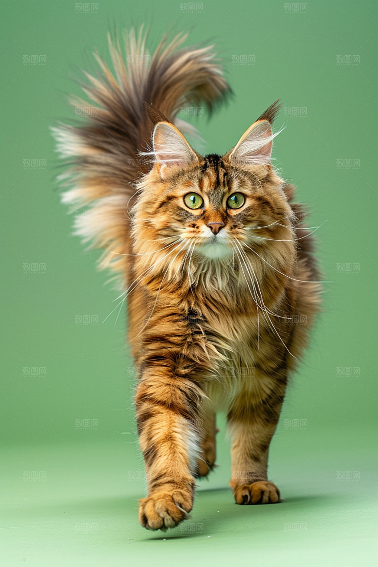 缅因猫可爱毛茸茸摄影图