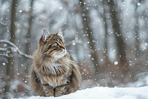 缅因猫家居生活高清摄影图