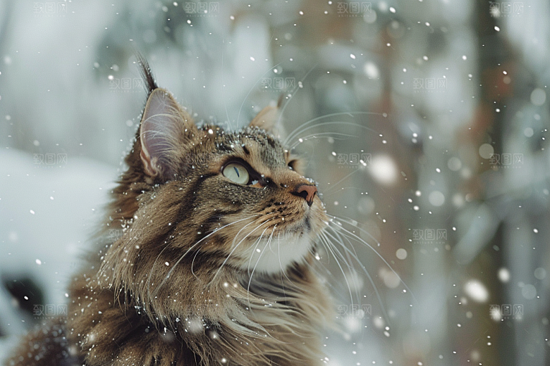 缅因猫可爱品种猫摄影图