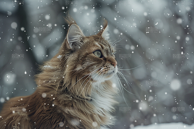 缅因猫可爱陪伴摄影图