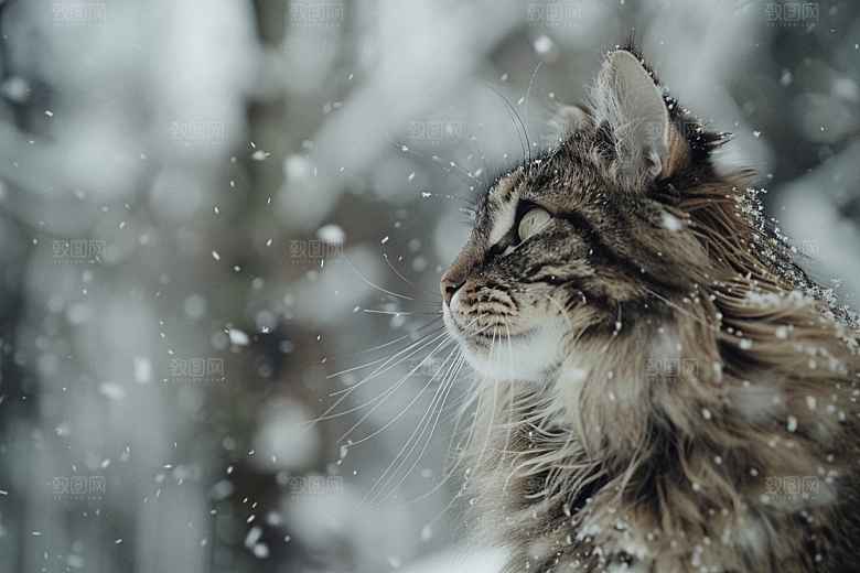 缅因猫宠物猫长毛猫摄影图