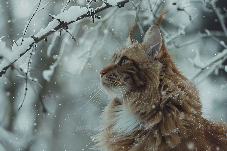 缅因猫高清陪伴摄影图