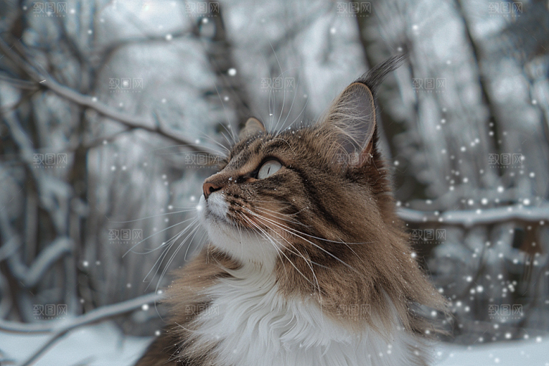 缅因猫可爱宠物猫摄影图