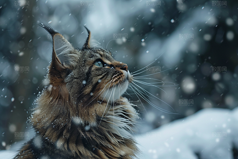 缅因猫宠物猫养宠摄影图