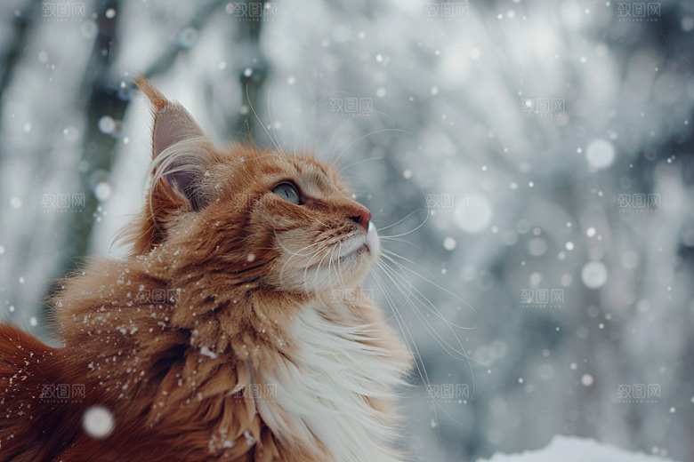 缅因猫宠物猫小动物摄影图