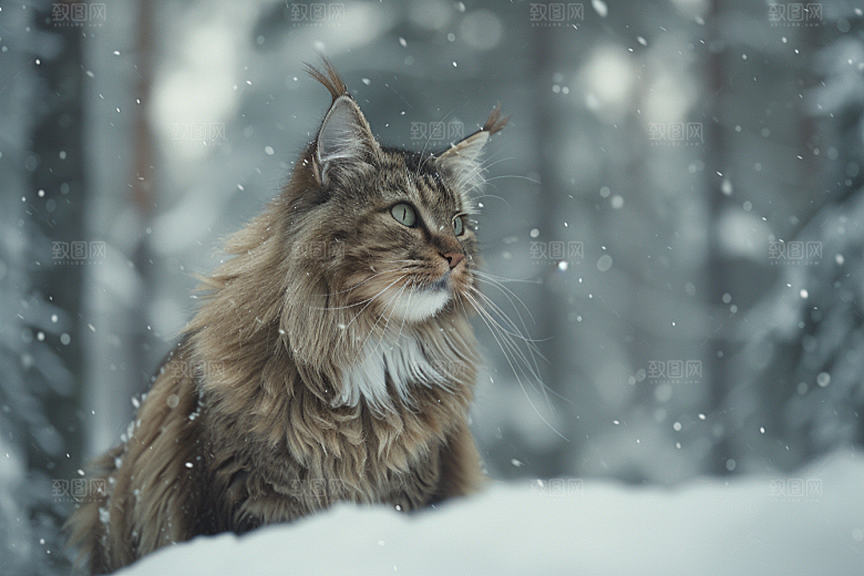 缅因猫宠物猫高清摄影图
