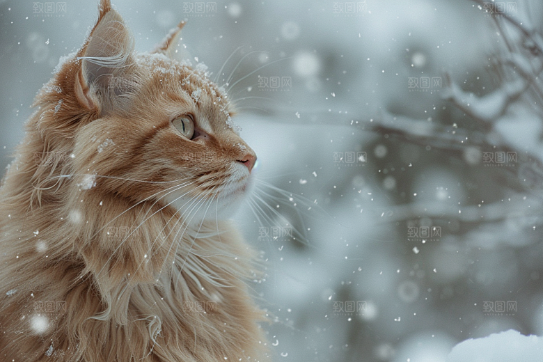 缅因猫小动物宠物猫摄影图