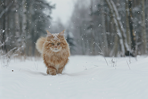 缅因猫可爱宠物猫摄影图