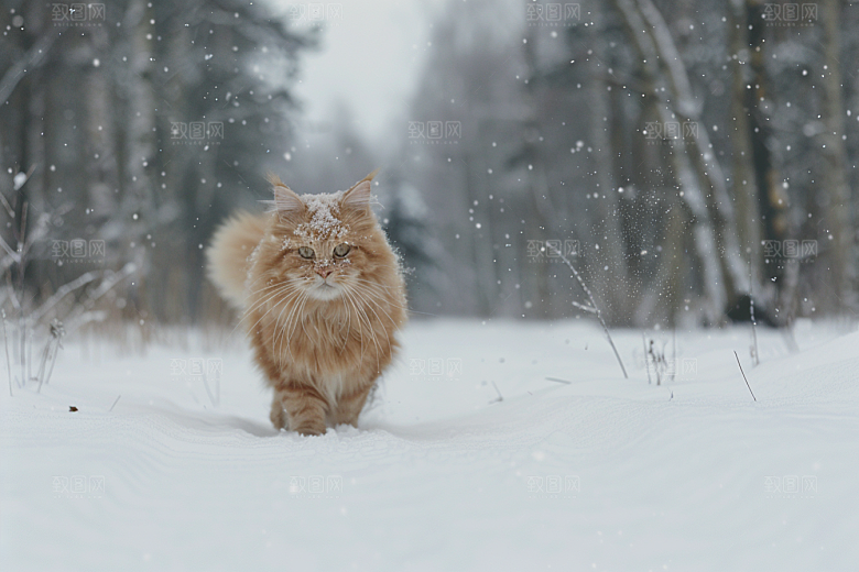 缅因猫可爱宠物猫摄影图