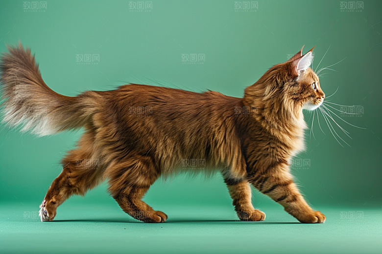 缅因猫品种猫可爱摄影图