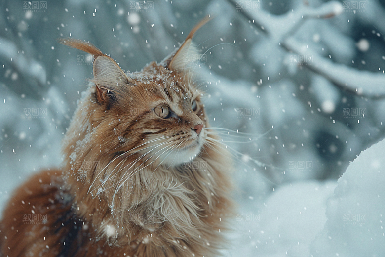 缅因猫宠物猫高清摄影图
