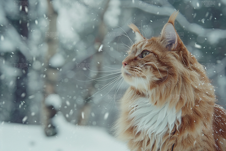 缅因猫家居生活可爱摄影图