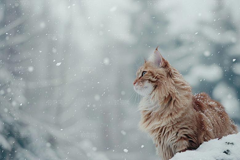 缅因猫可爱长毛猫摄影图