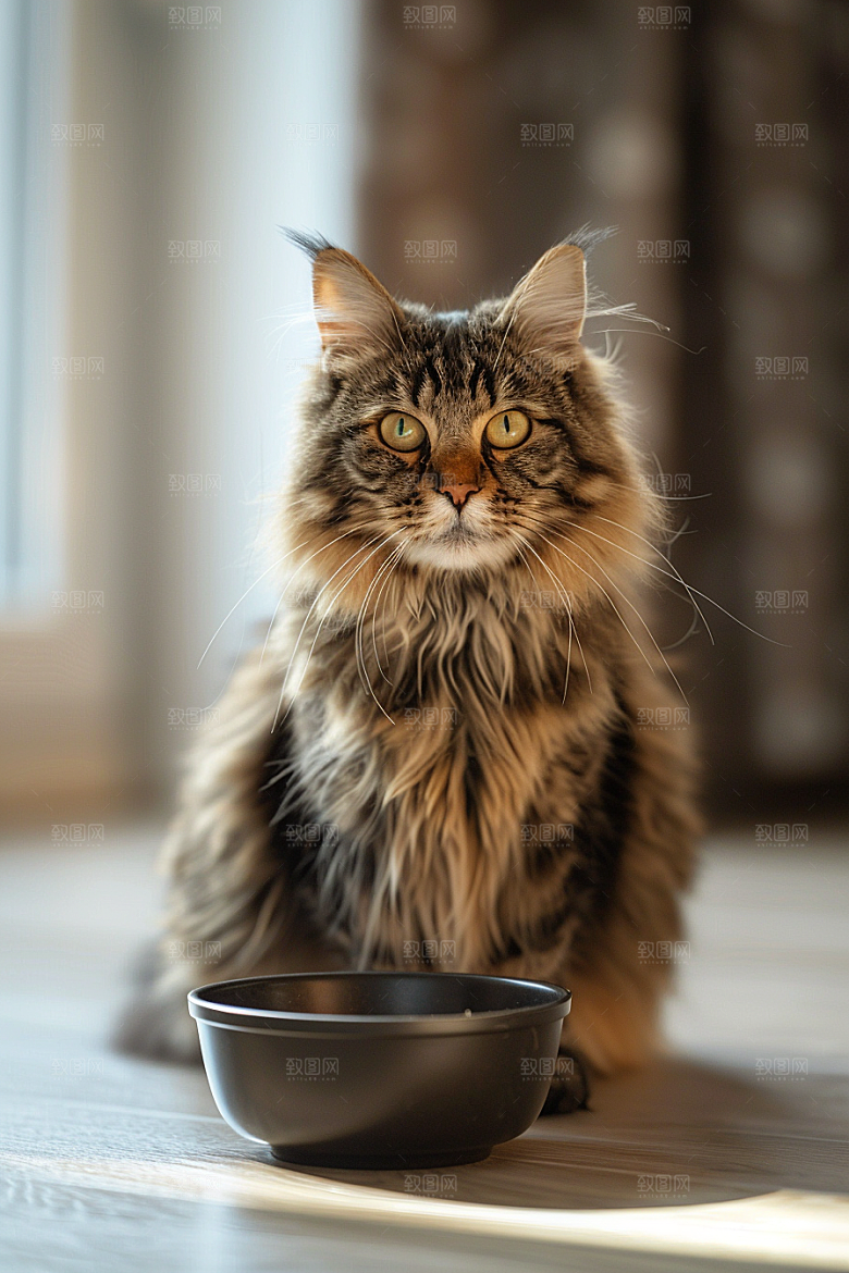 缅因猫长毛猫毛茸茸摄影图
