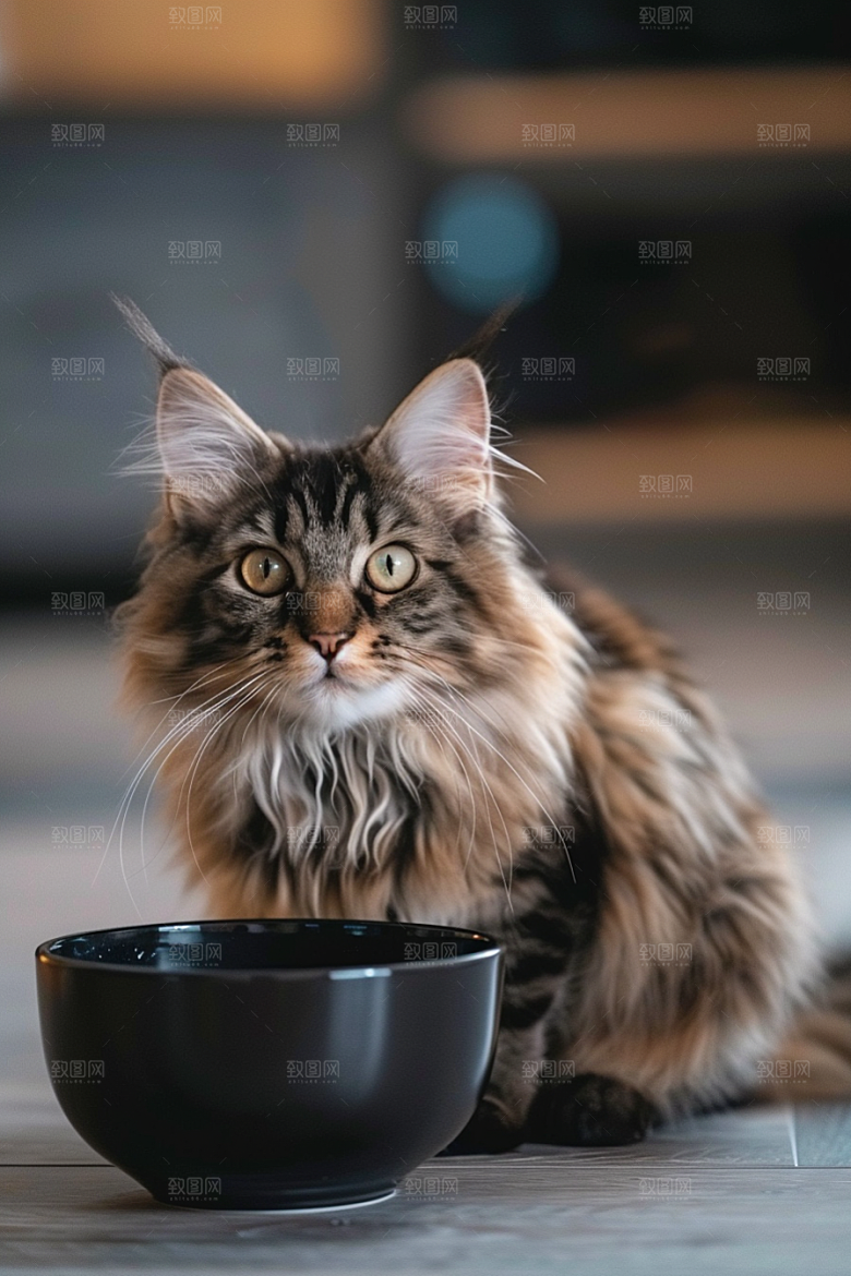 缅因猫养宠陪伴摄影图