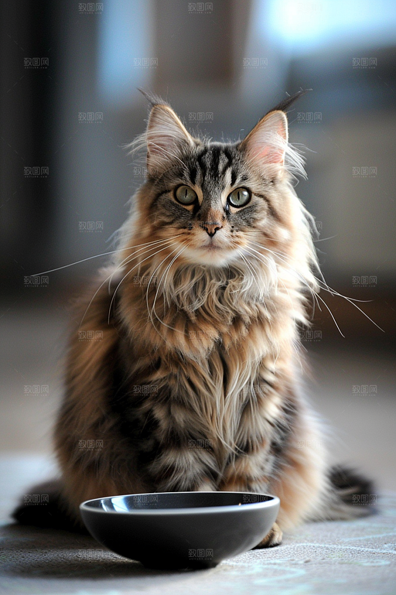缅因猫品种猫养宠摄影图