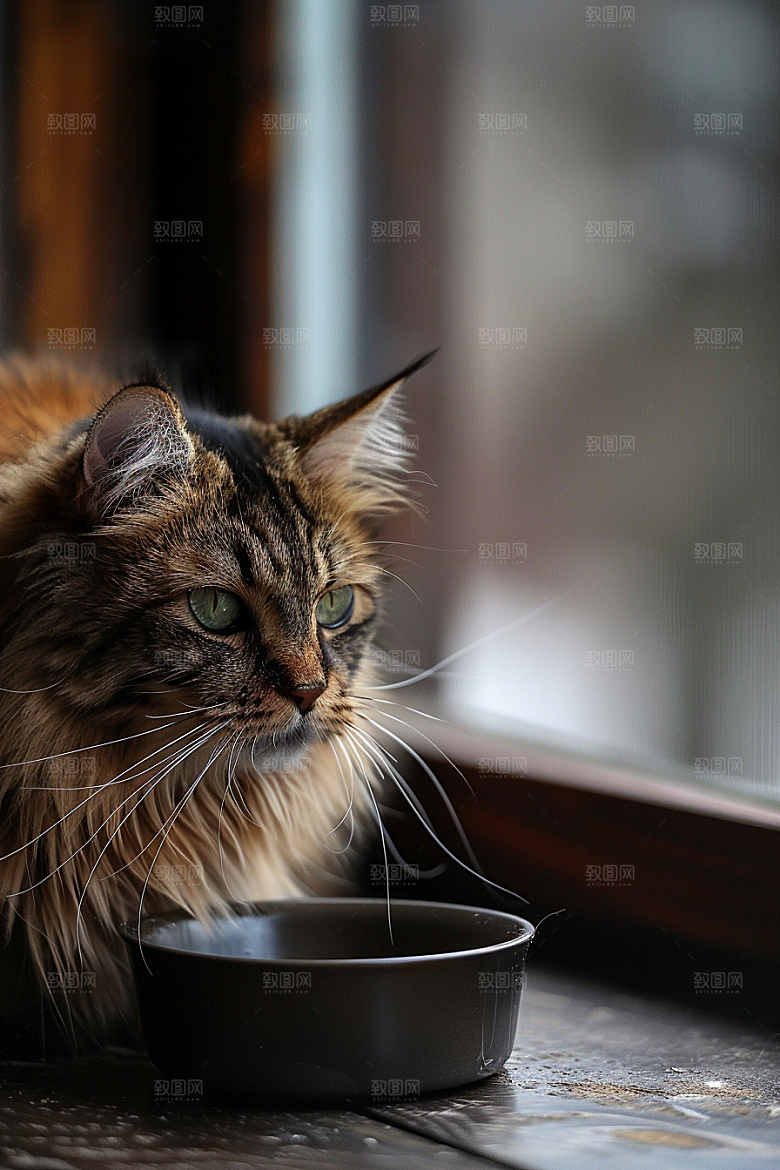 缅因猫品种猫可爱摄影图