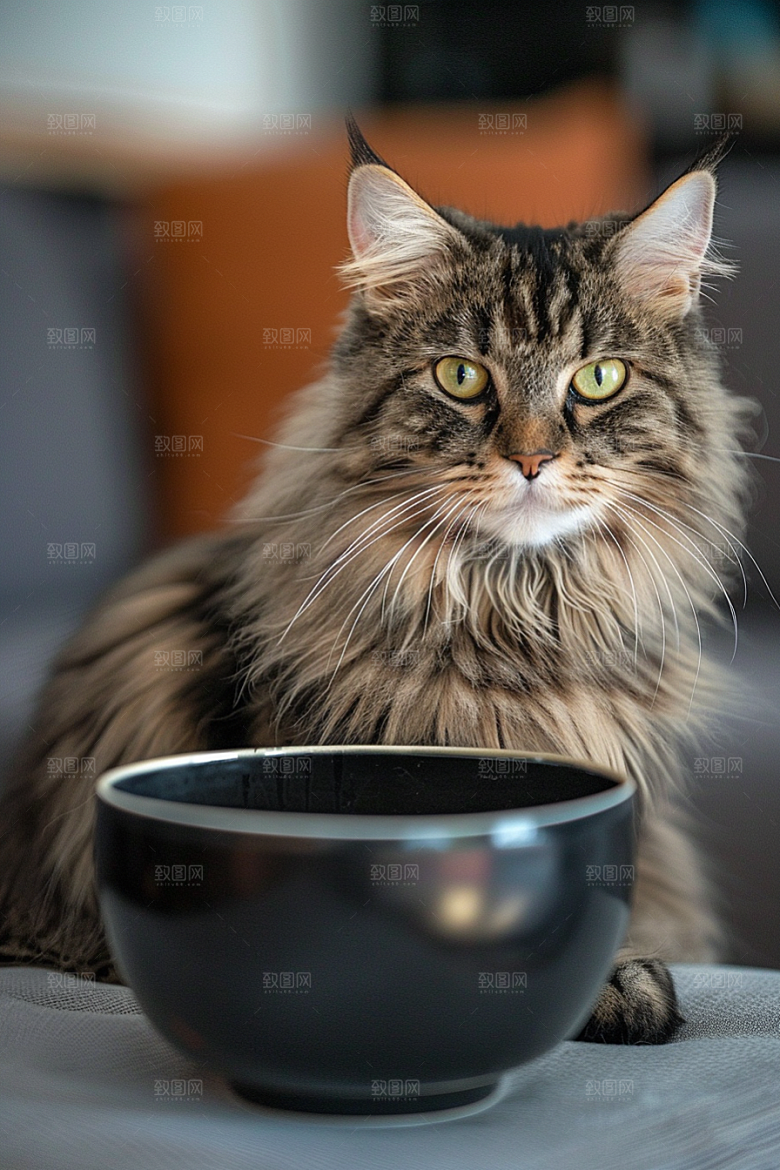 缅因猫养宠品种猫摄影图