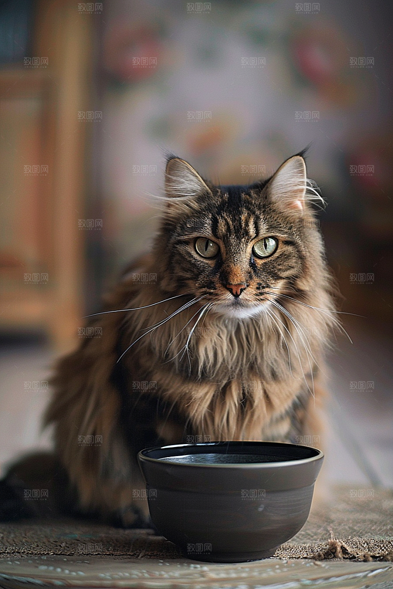 缅因猫小动物陪伴摄影图