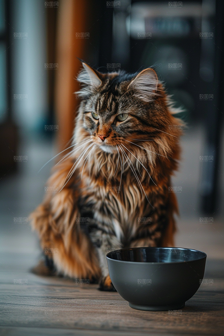 缅因猫宠物猫可爱摄影图