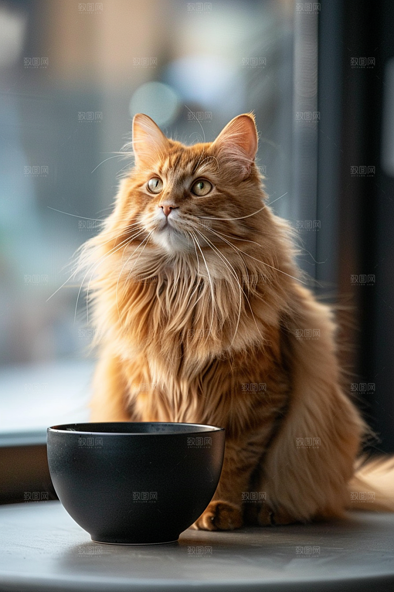 缅因猫可爱品种猫摄影图
