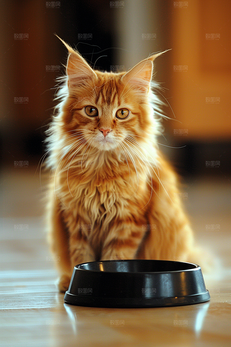 缅因猫可爱宠物猫摄影图
