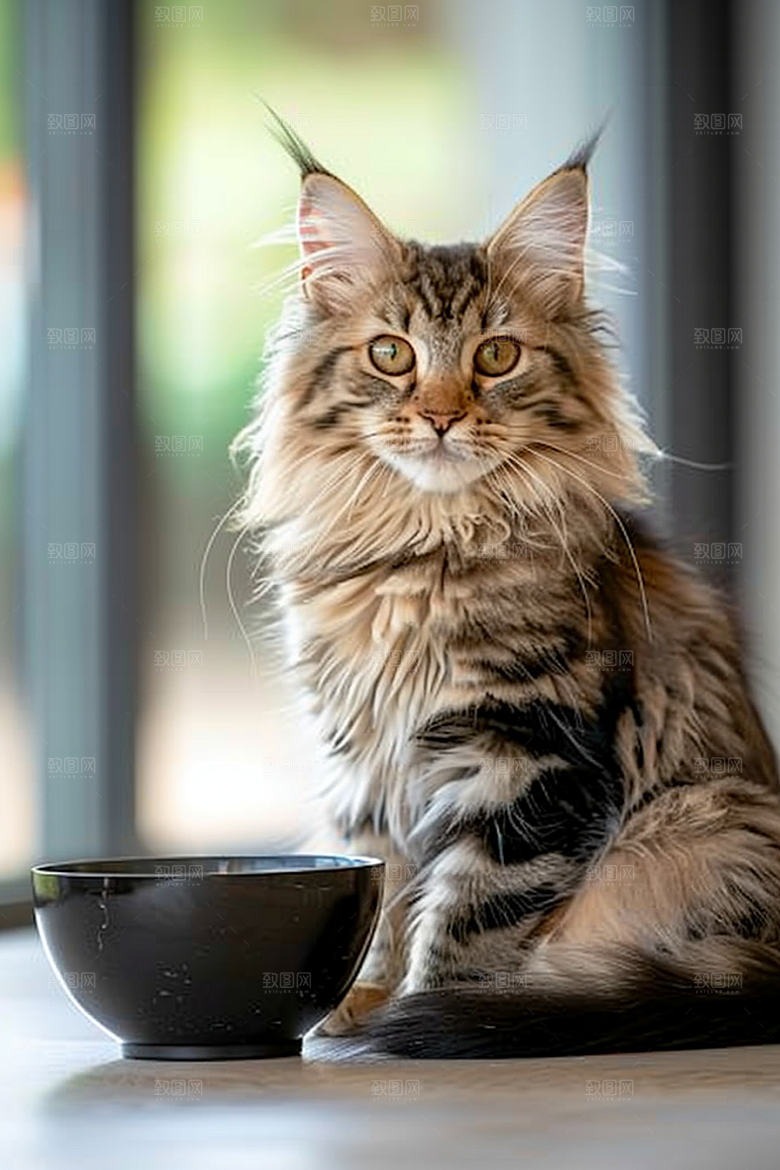 缅因猫养宠宠物猫摄影图