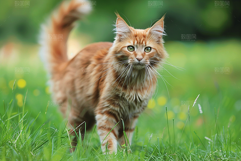缅因猫家居生活毛茸茸摄影图