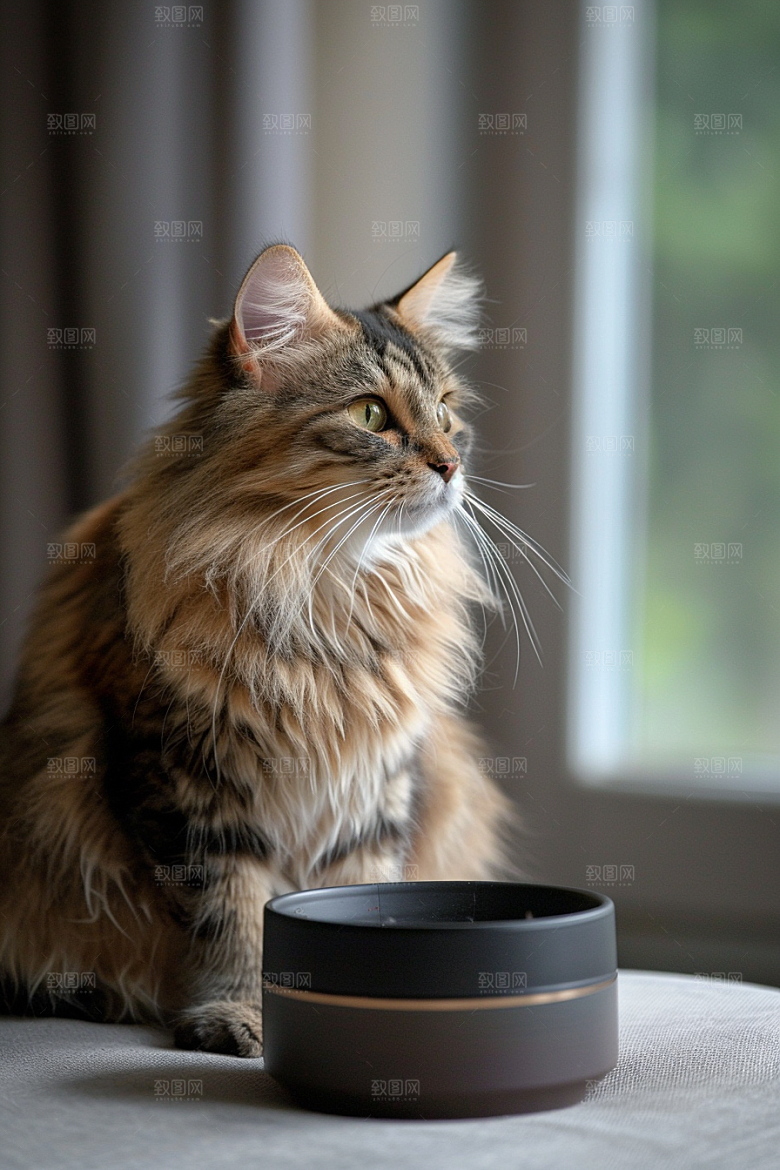 缅因猫毛茸茸小动物摄影图