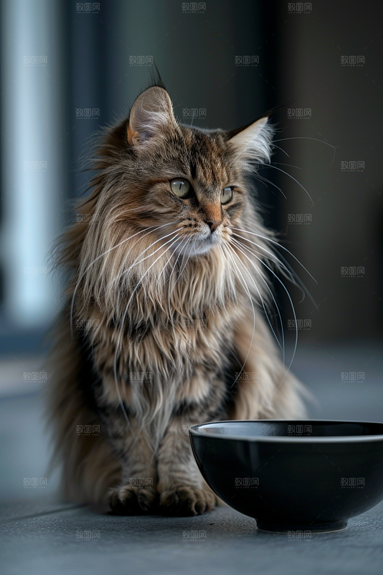 缅因猫高清宠物猫摄影图