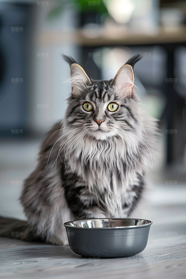 缅因猫宠物猫小动物摄影图