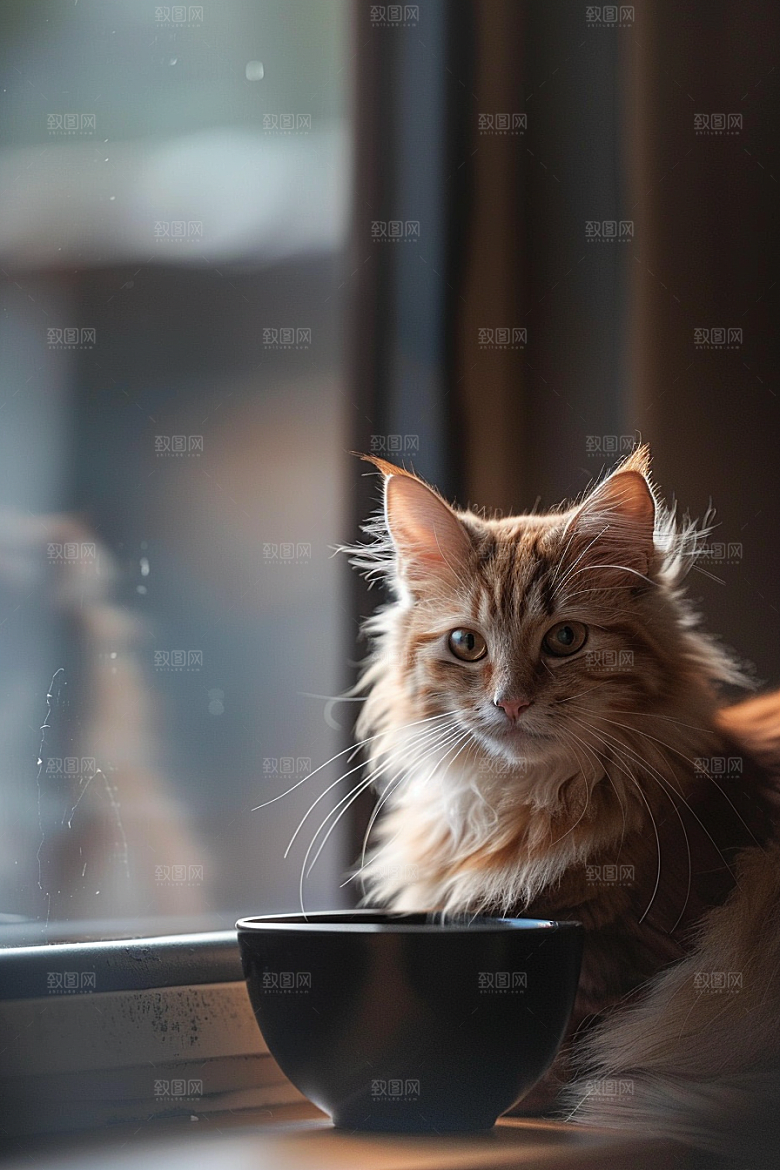 缅因猫毛茸茸品种猫摄影图