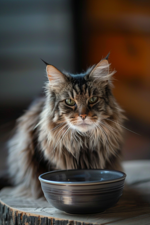 缅因猫可爱品种猫摄影图
