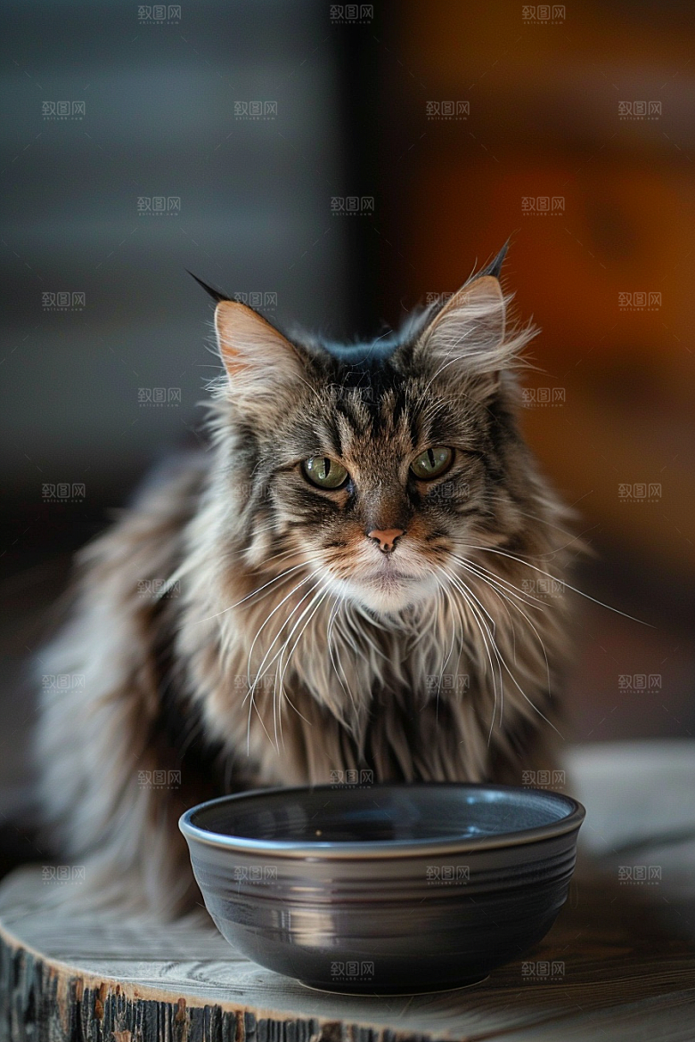 缅因猫可爱品种猫摄影图