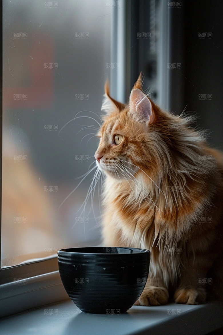 缅因猫宠物猫小动物摄影图