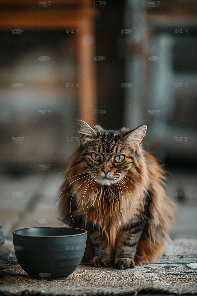 缅因猫宠物猫可爱摄影图