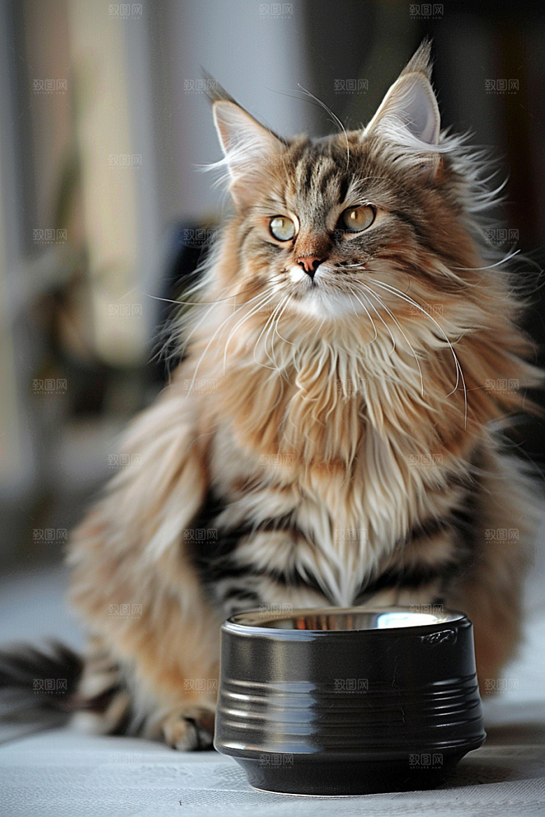 缅因猫宠物猫小动物摄影图