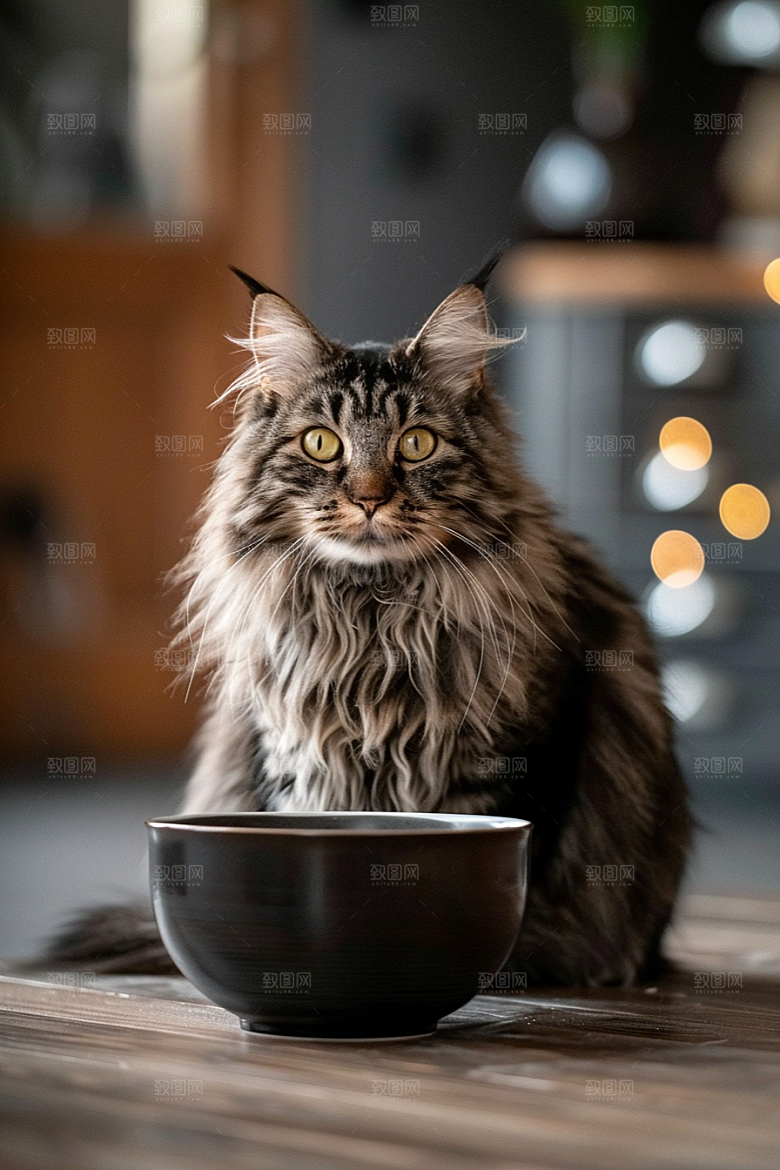 缅因猫养宠小动物摄影图