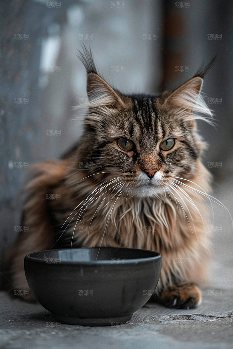 缅因猫宠物猫可爱摄影图