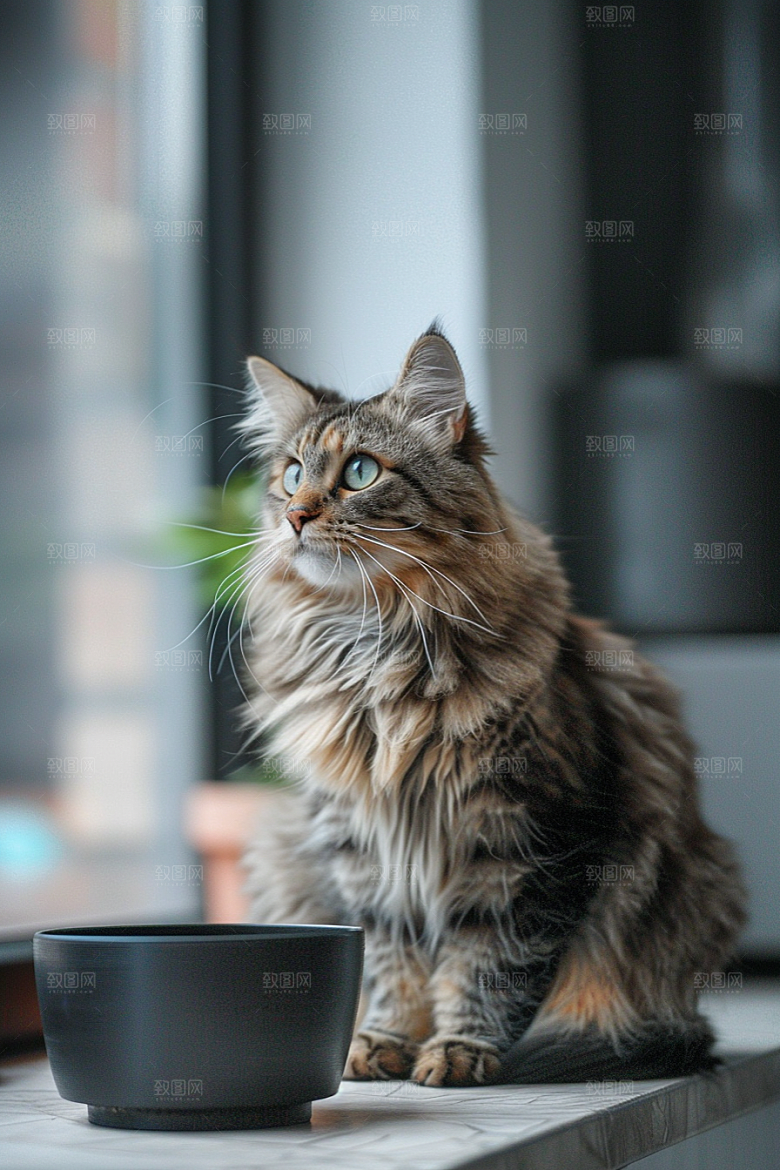 缅因猫毛茸茸养宠摄影图