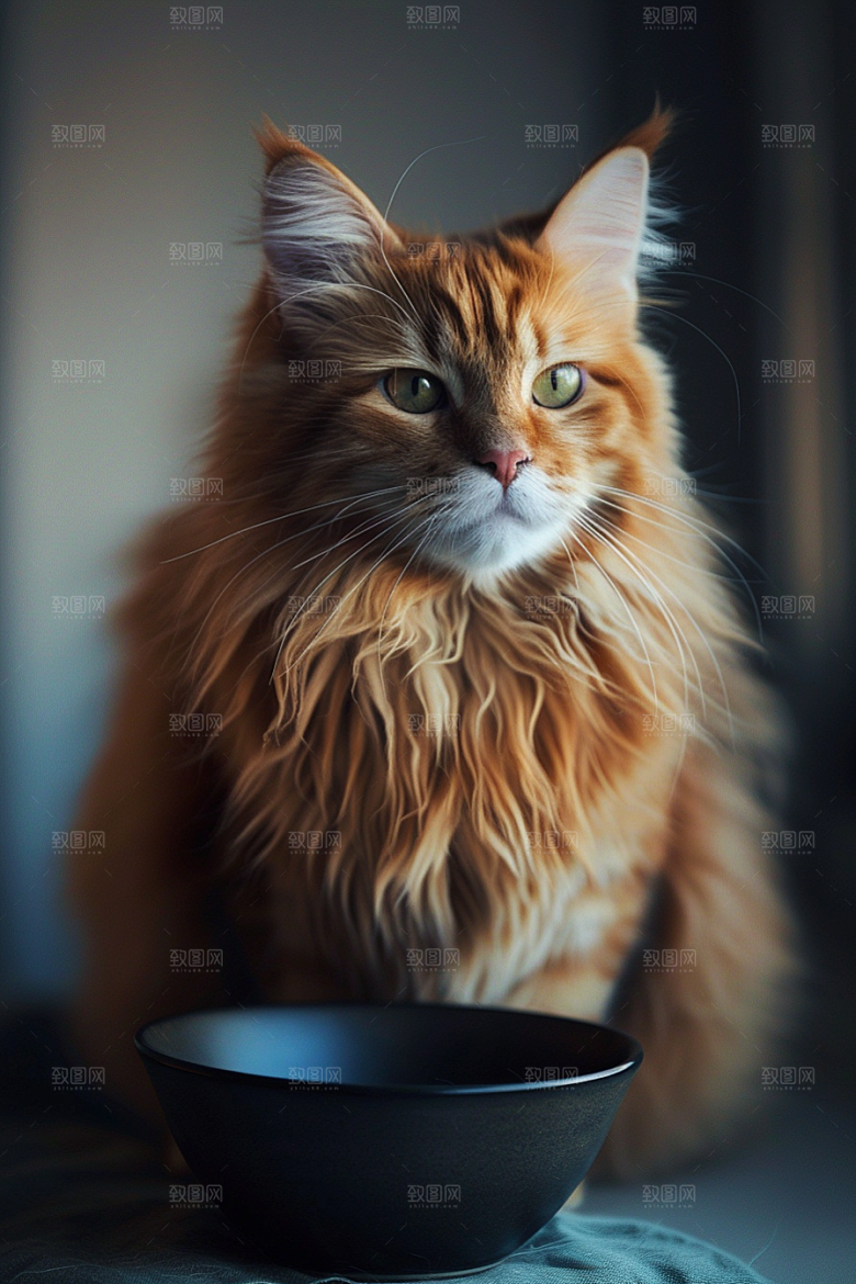 缅因猫养宠陪伴摄影图