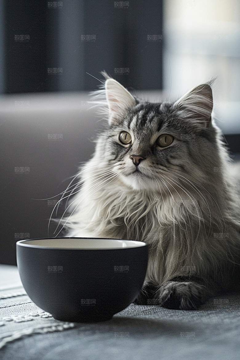 缅因猫宠物猫可爱摄影图