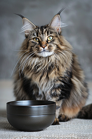 缅因猫品种猫长毛猫摄影图