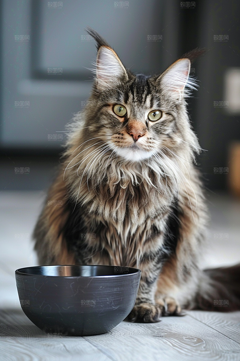 缅因猫养宠品种猫摄影图