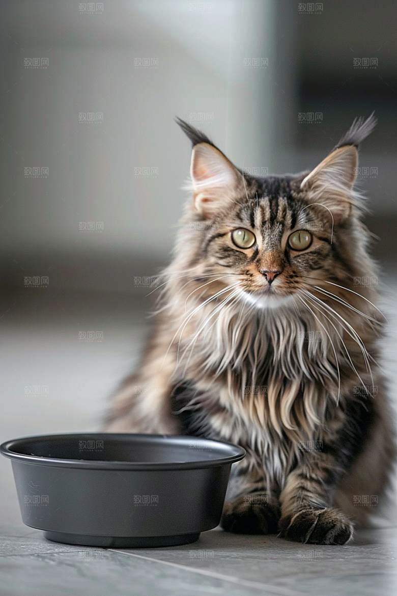 缅因猫家居生活小动物摄影图