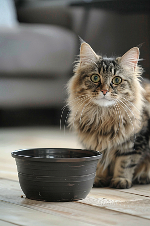 缅因猫养宠长毛猫摄影图